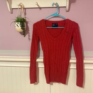y2k pink american eagle sweater